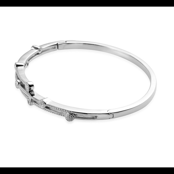 Diamond Accent Bangle Bracelet-Platinum Bond Brass - Picture 2 of 2